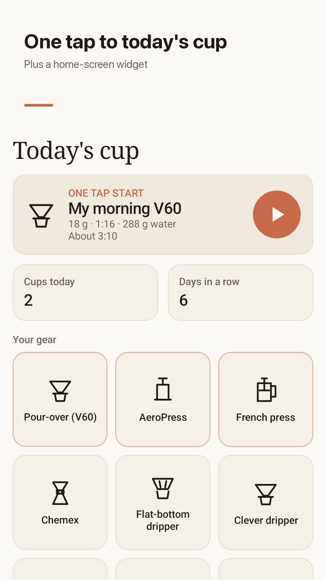 One tap to today's cup