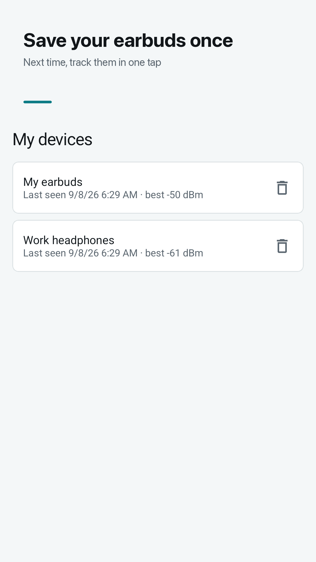 Track a saved device in one tap