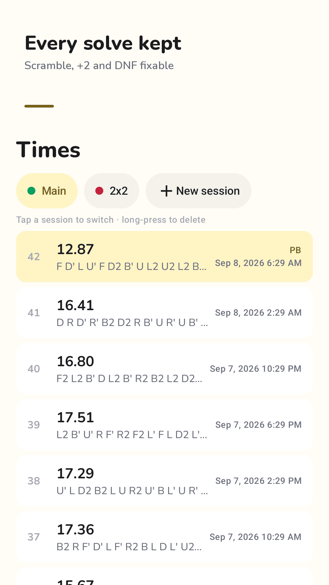 Every solve kept with its scramble