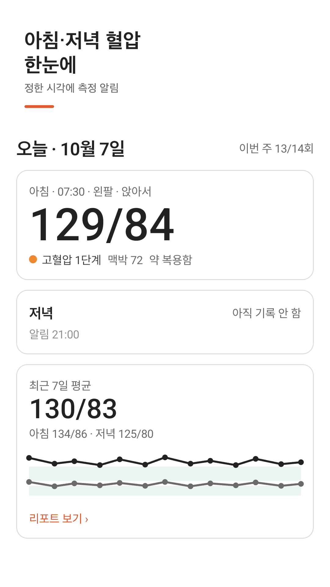 아침·저녁 측정 한눈에