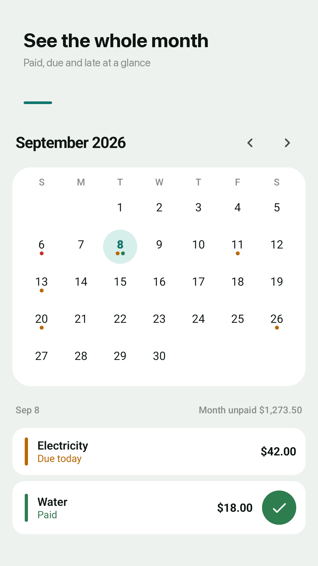 Due dates on a calendar