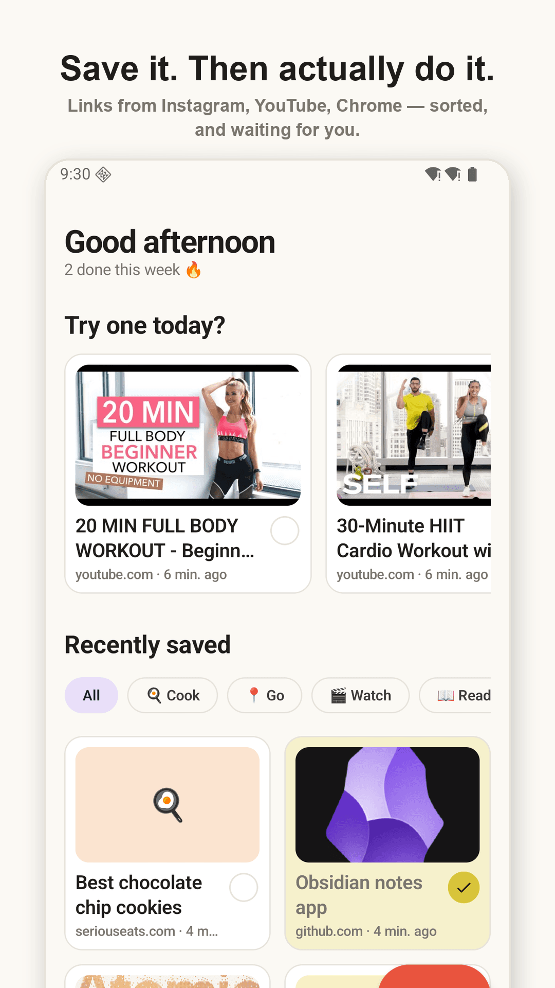 Home — Try one today? + Recently saved