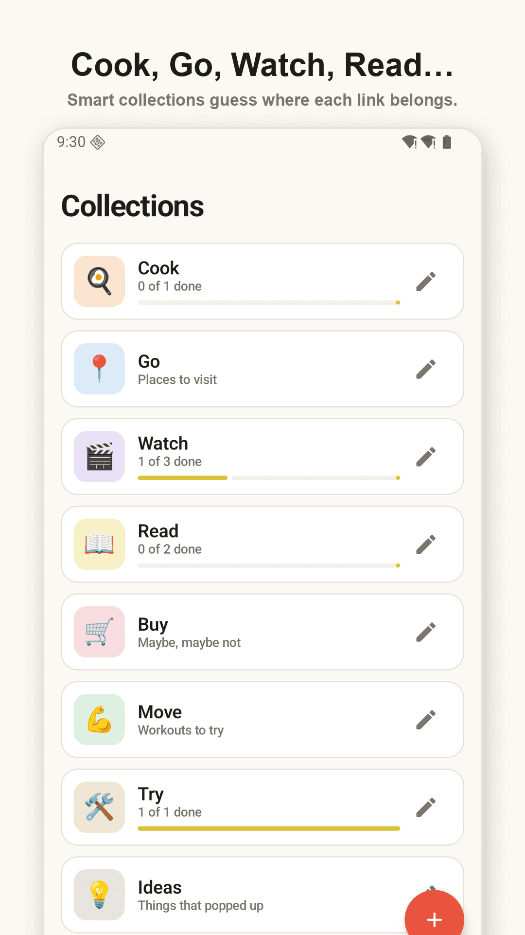 Collections — progress per collection