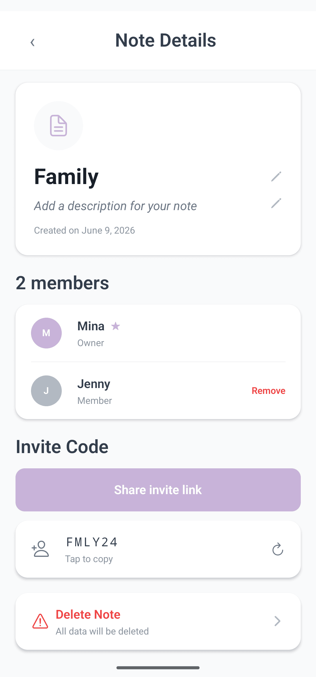 Invite with a code