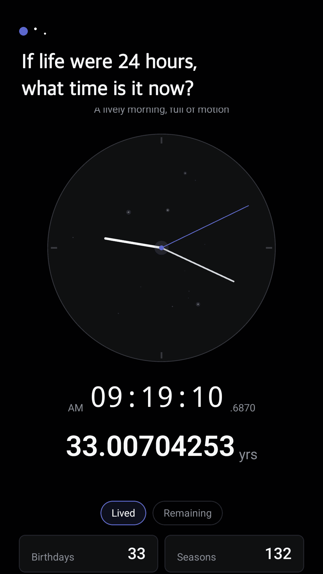 One Day Life clock screen