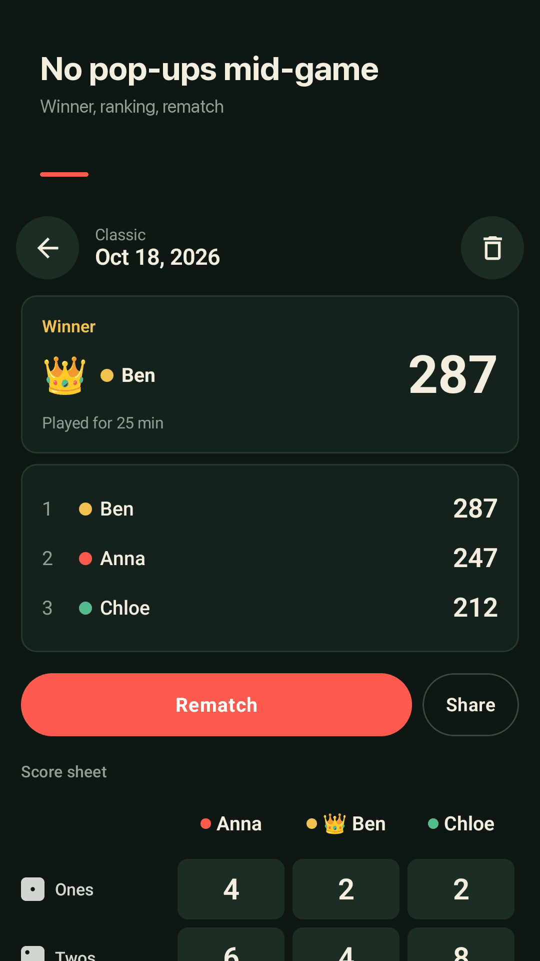No pop-ups mid-game