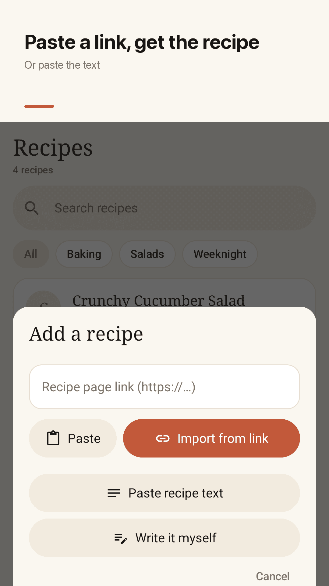 Paste a link, get the recipe
