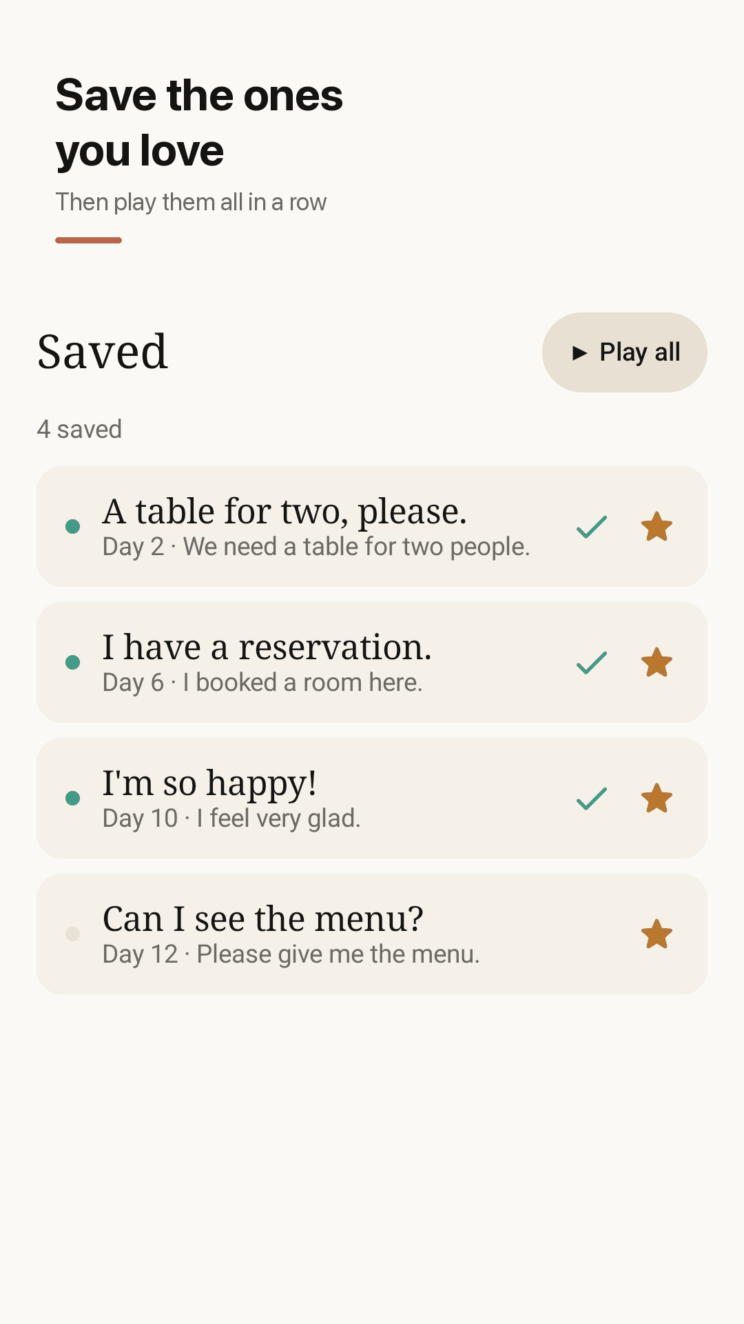 Save favorites with ★, play them in a row
