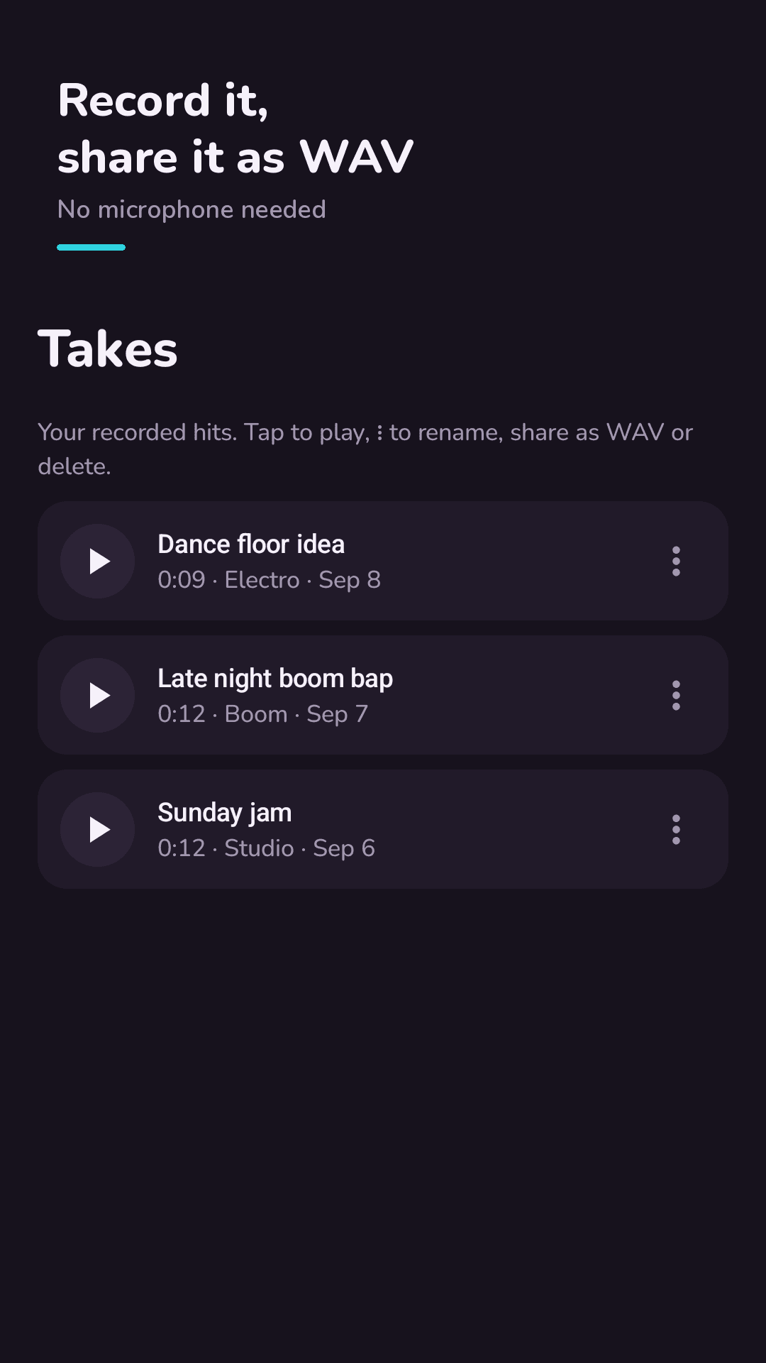 Record and share as WAV