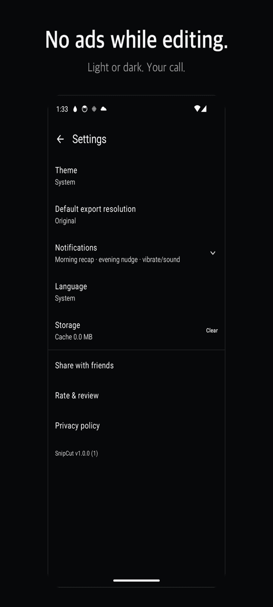Light or dark theme