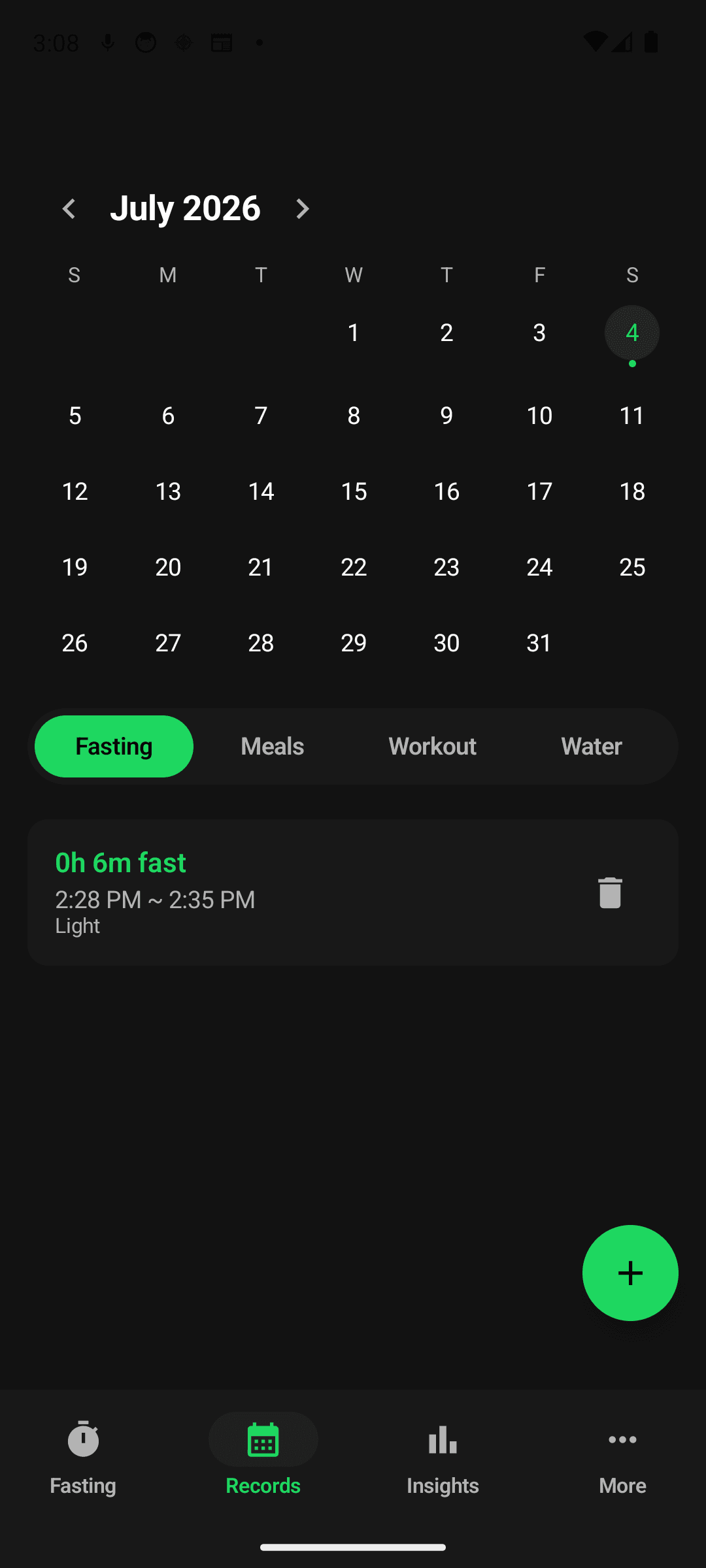 Meals, workouts, water & weight in one place