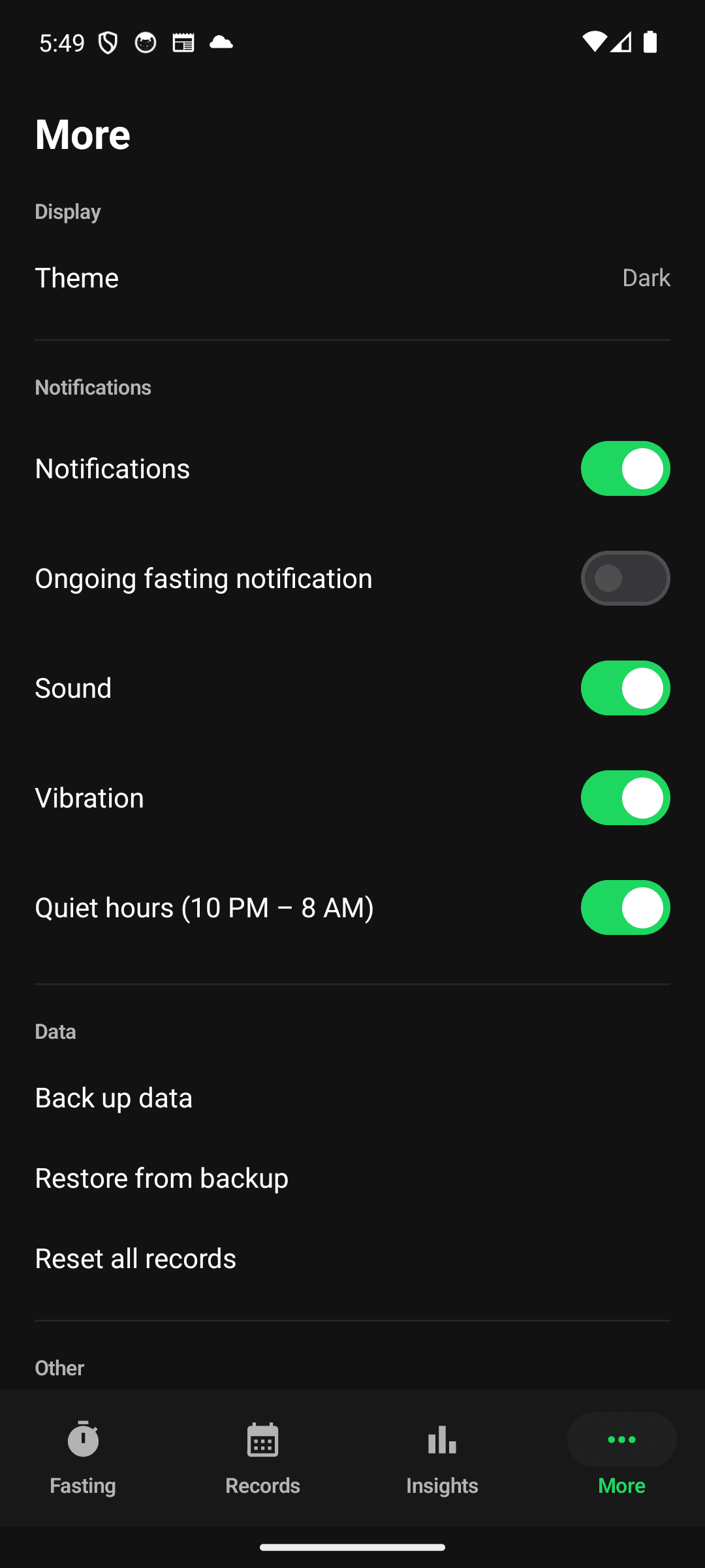 Light settings: theme, reminders & widget