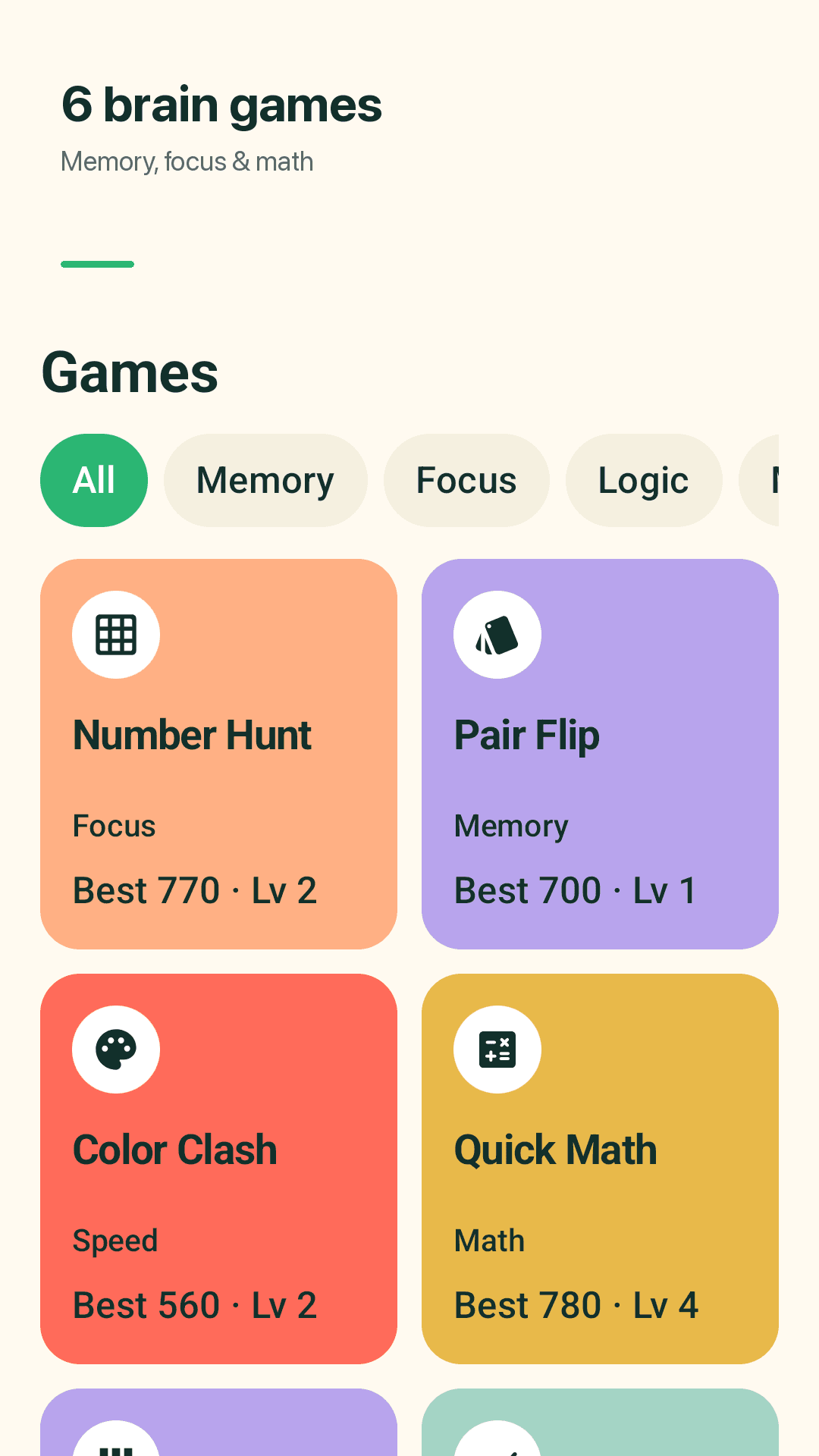 Six games, all unlocked