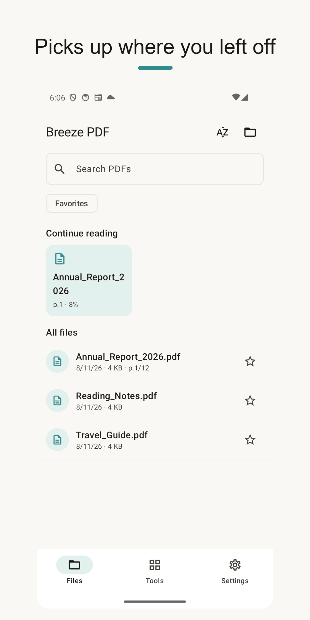 Reader — resume right where you left off