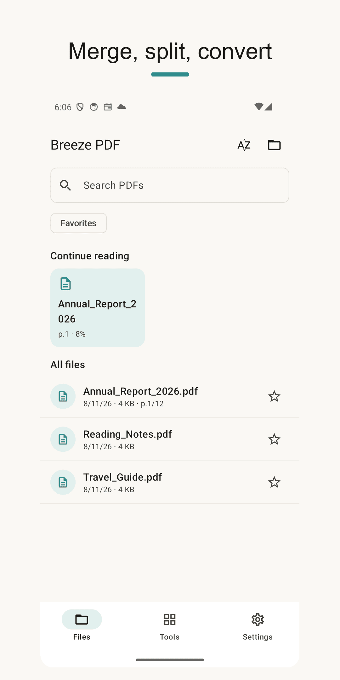 Tools — merge, split, convert