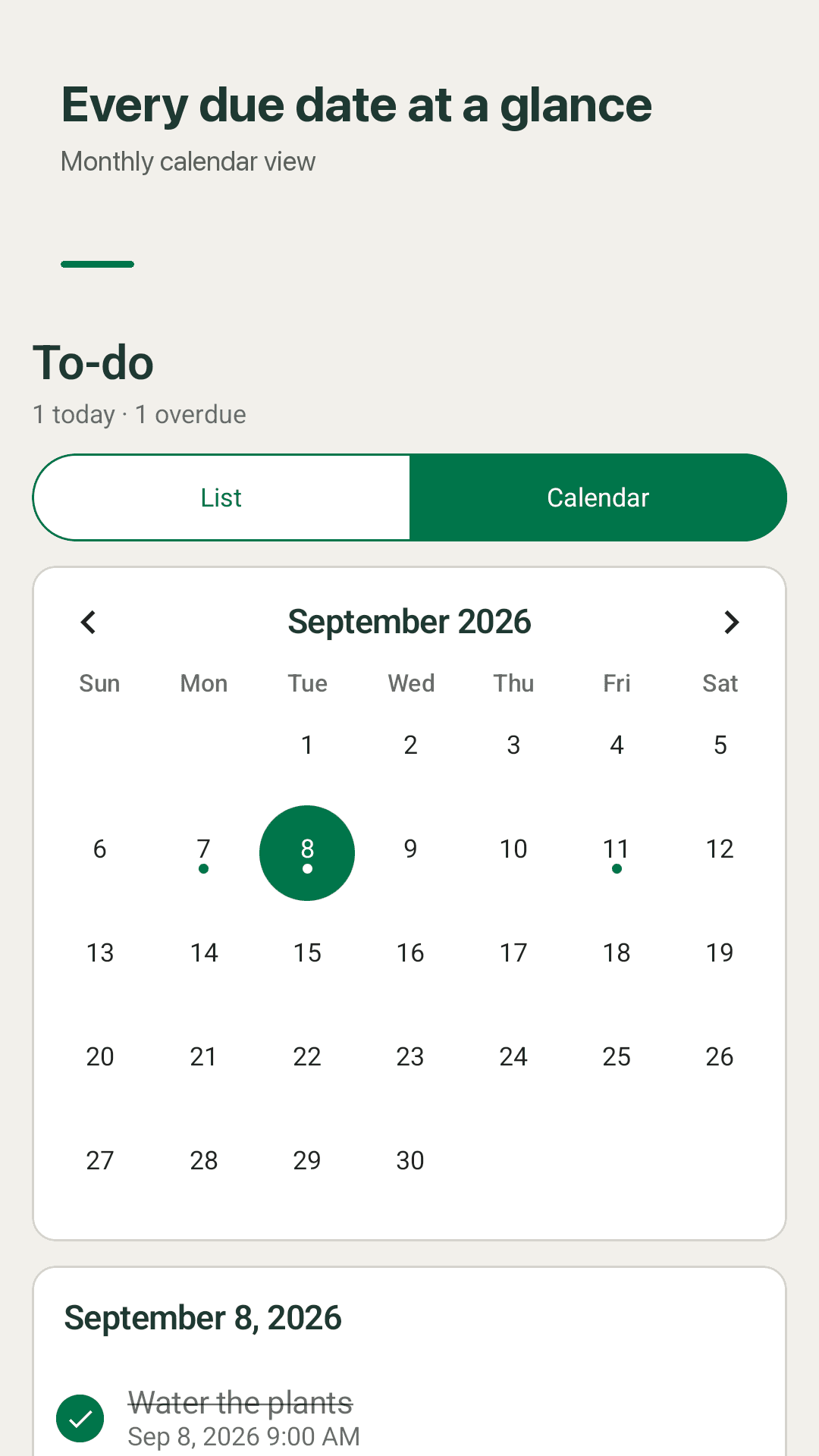 Check items off from the widget