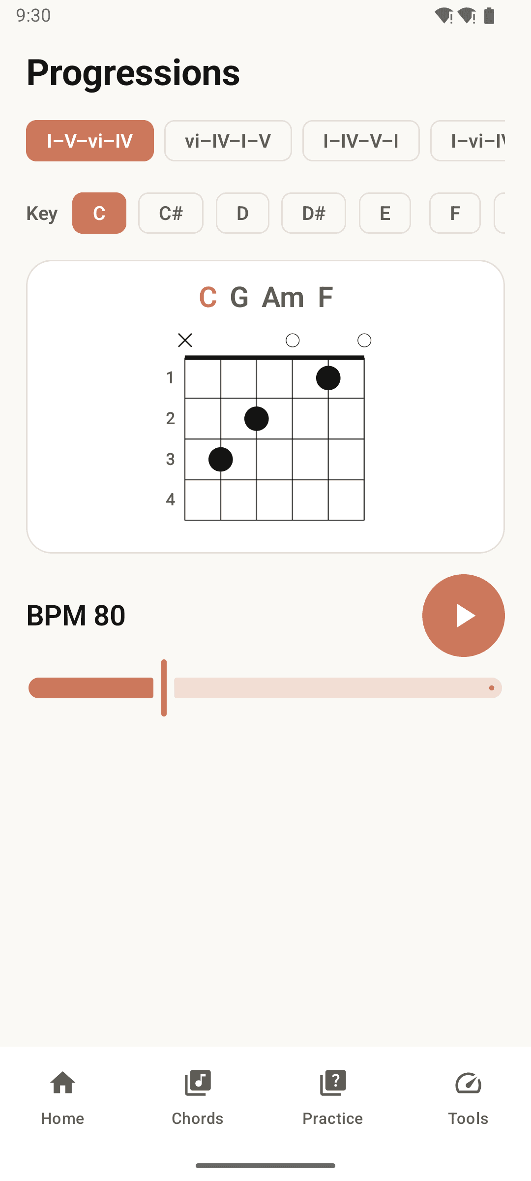 Practise progressions in any key