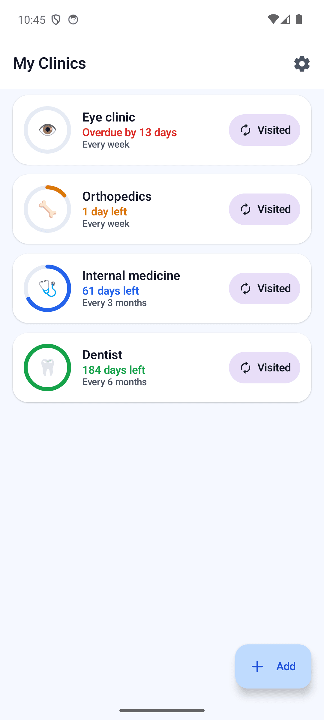 Clinic Loop home screen