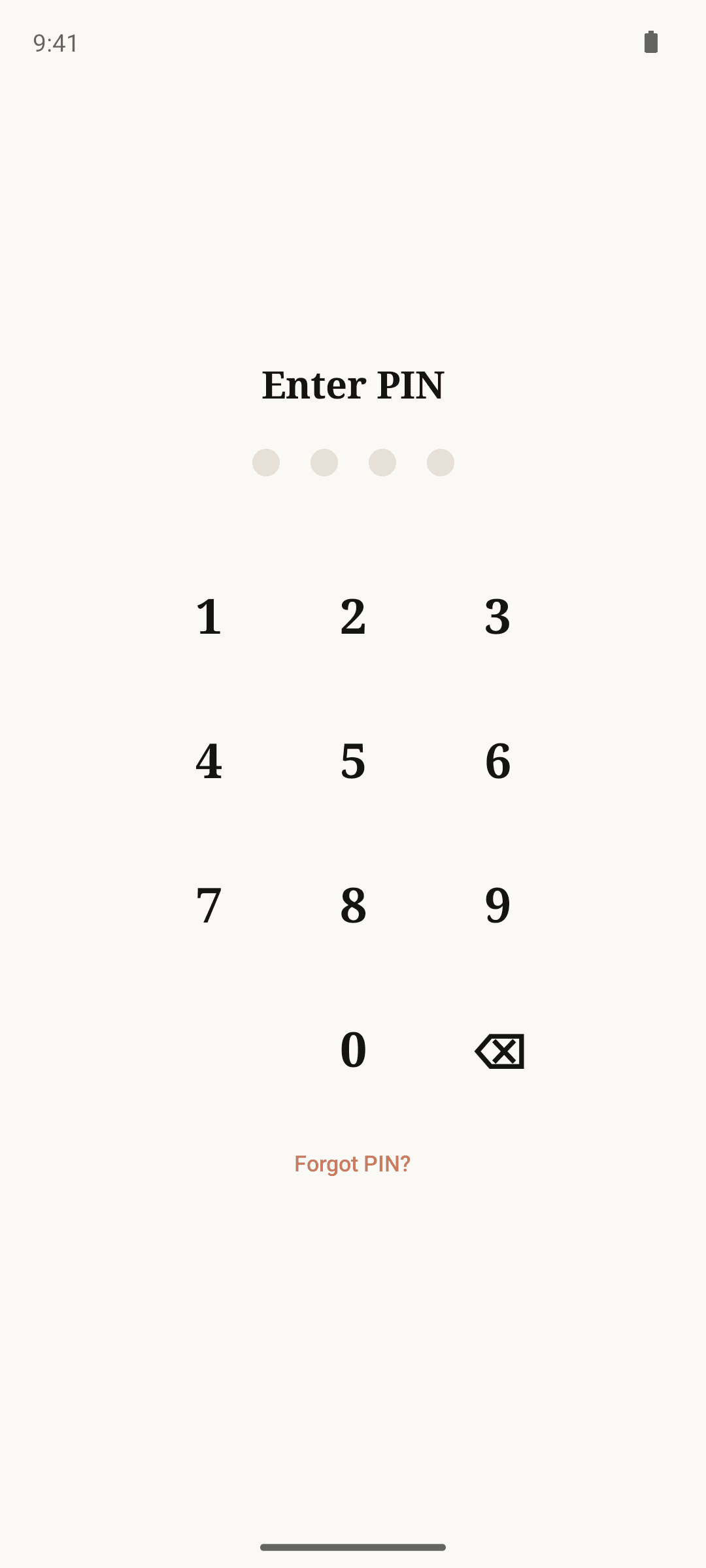 PIN lock screen
