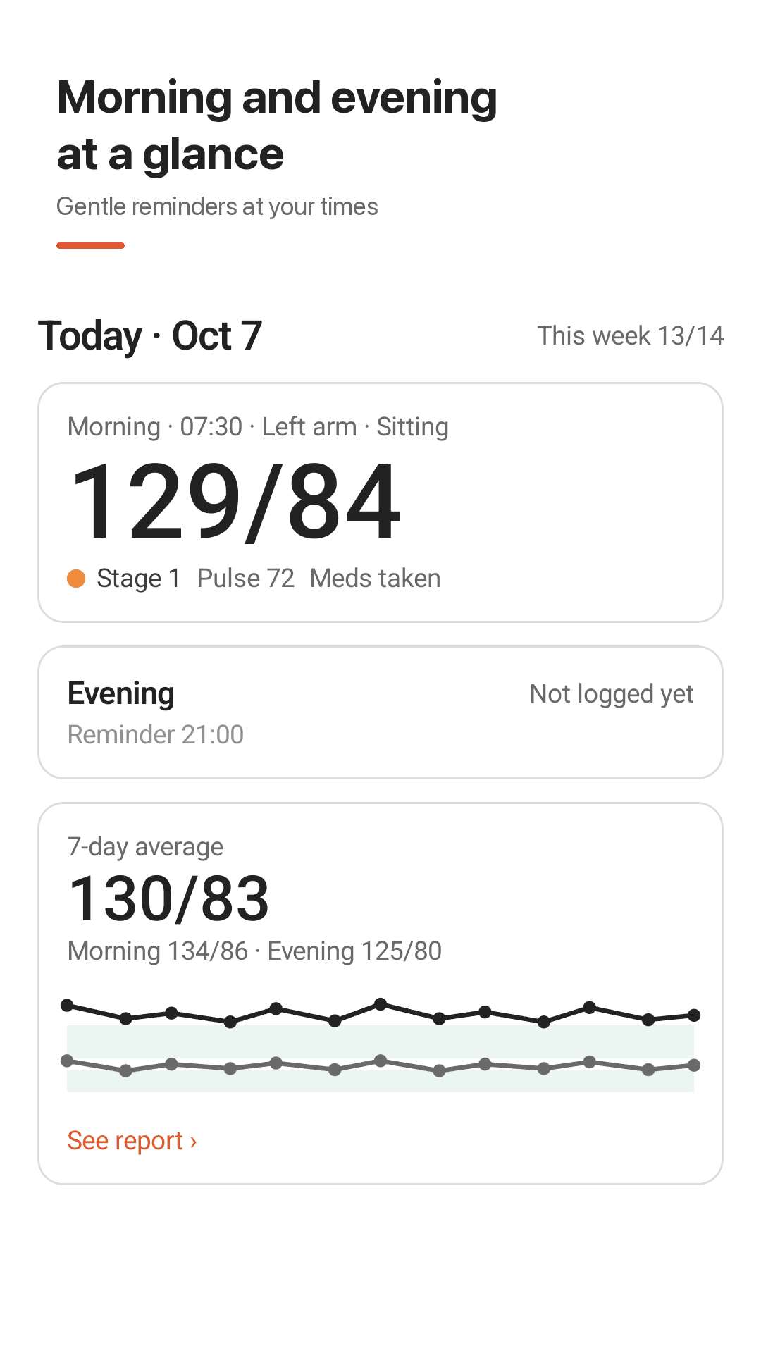 Morning and evening at a glance