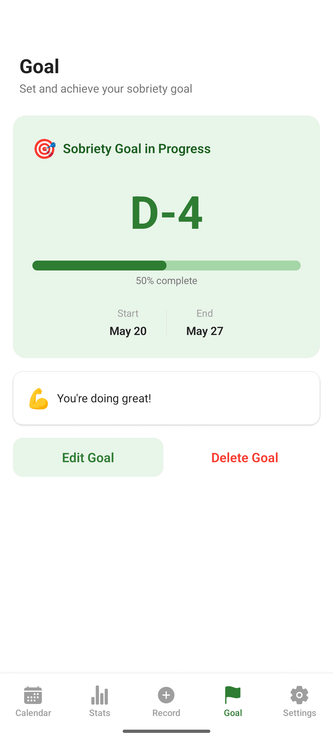 Sobriety goals with D-day