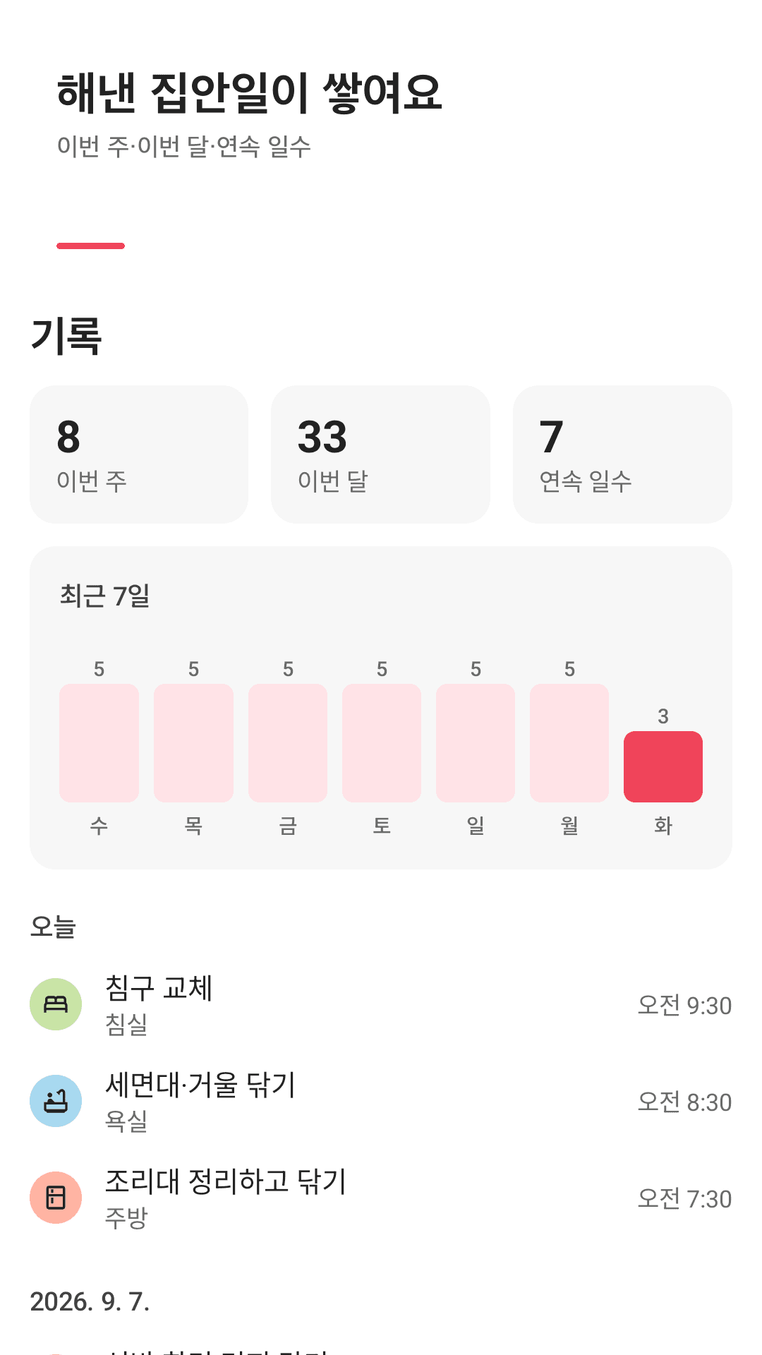 이번 주·이번 달 기록