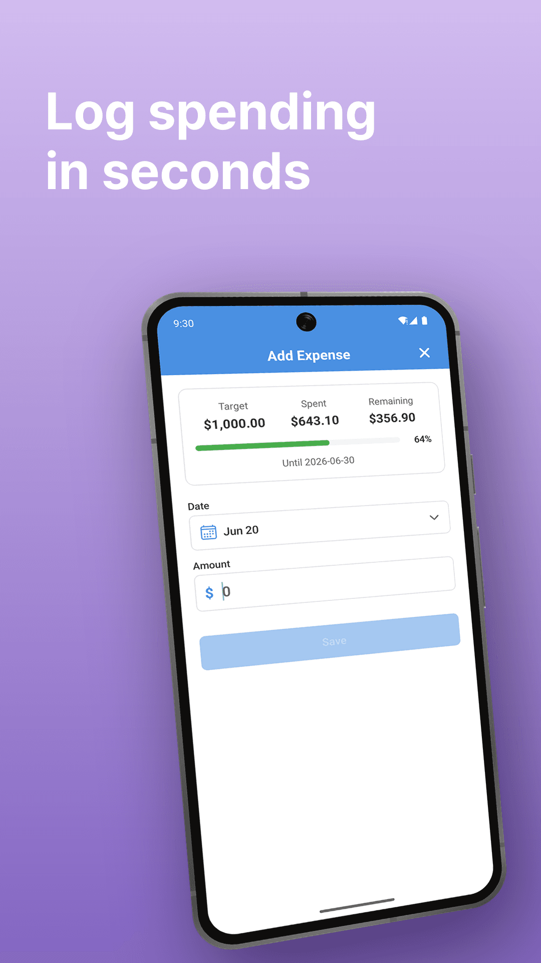 Angie's Expense Tracker input screen