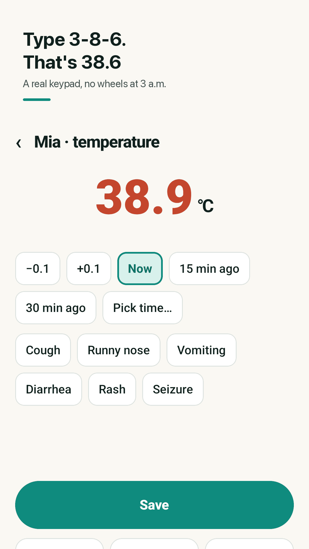 Log a temperature in 3 seconds
