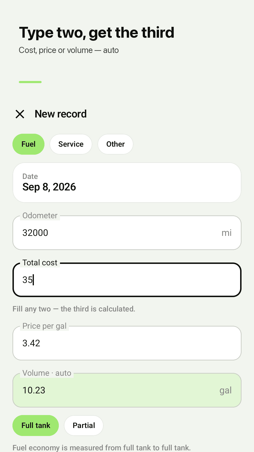 Fill in two fields, done