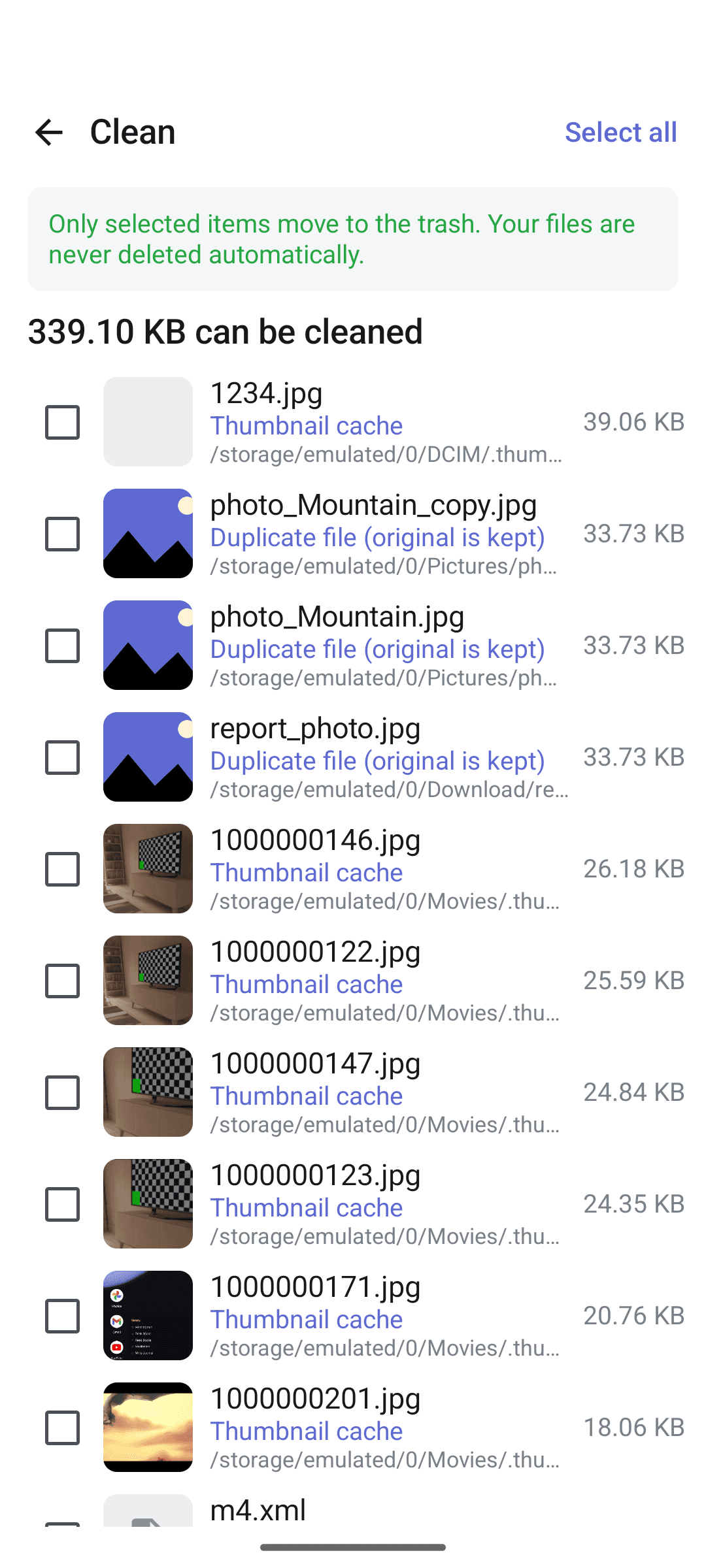 Cleaning with reasons shown