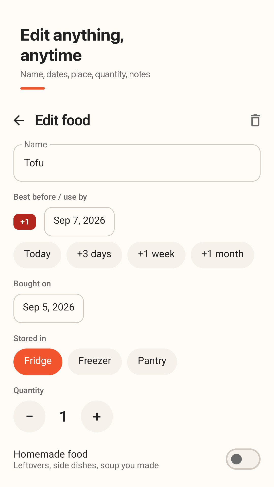 Edit every field after saving