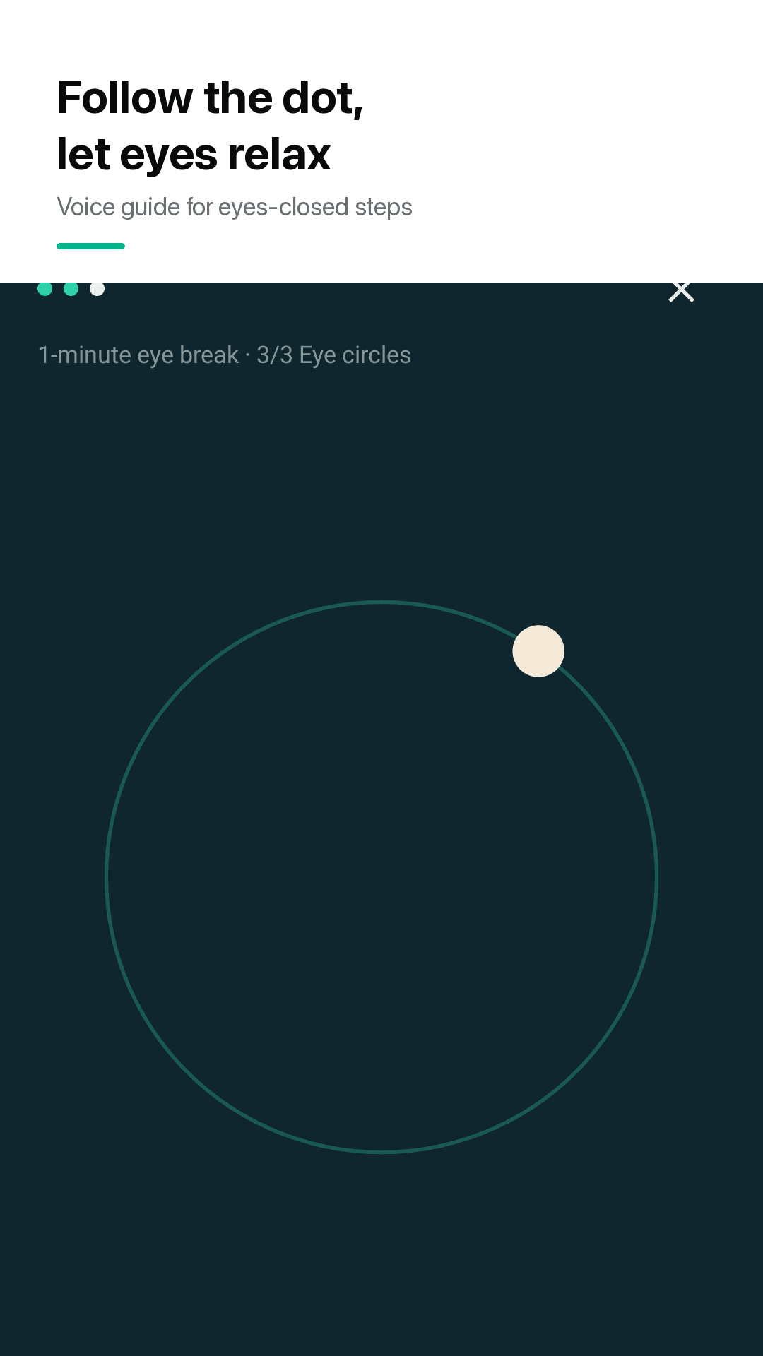 Follow the dot, with a voice for eyes-closed steps
