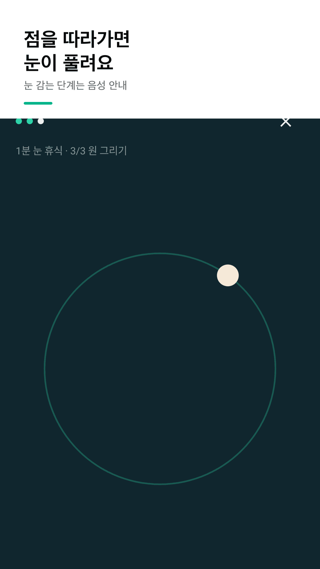 점을 따라가고, 눈 감는 단계는 음성으로