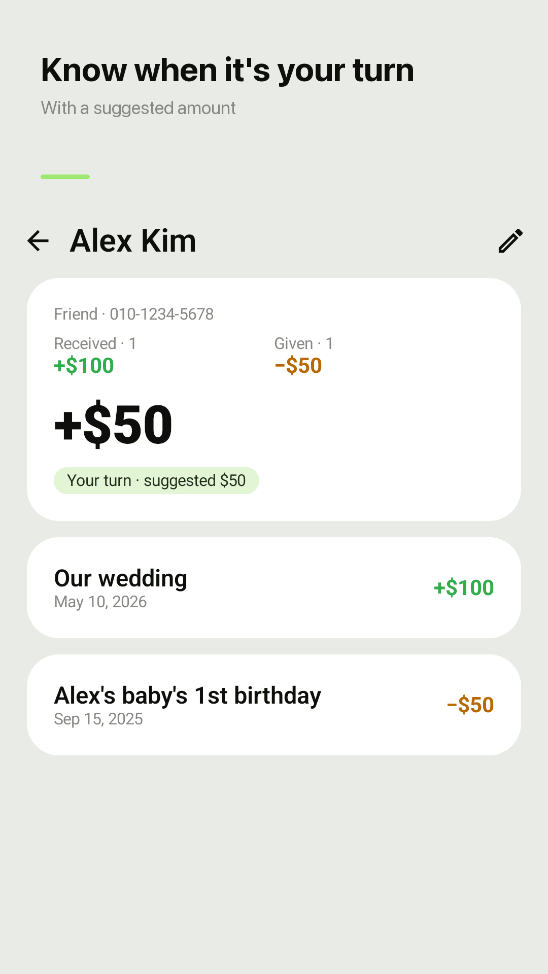 Your turn, with a suggested amount