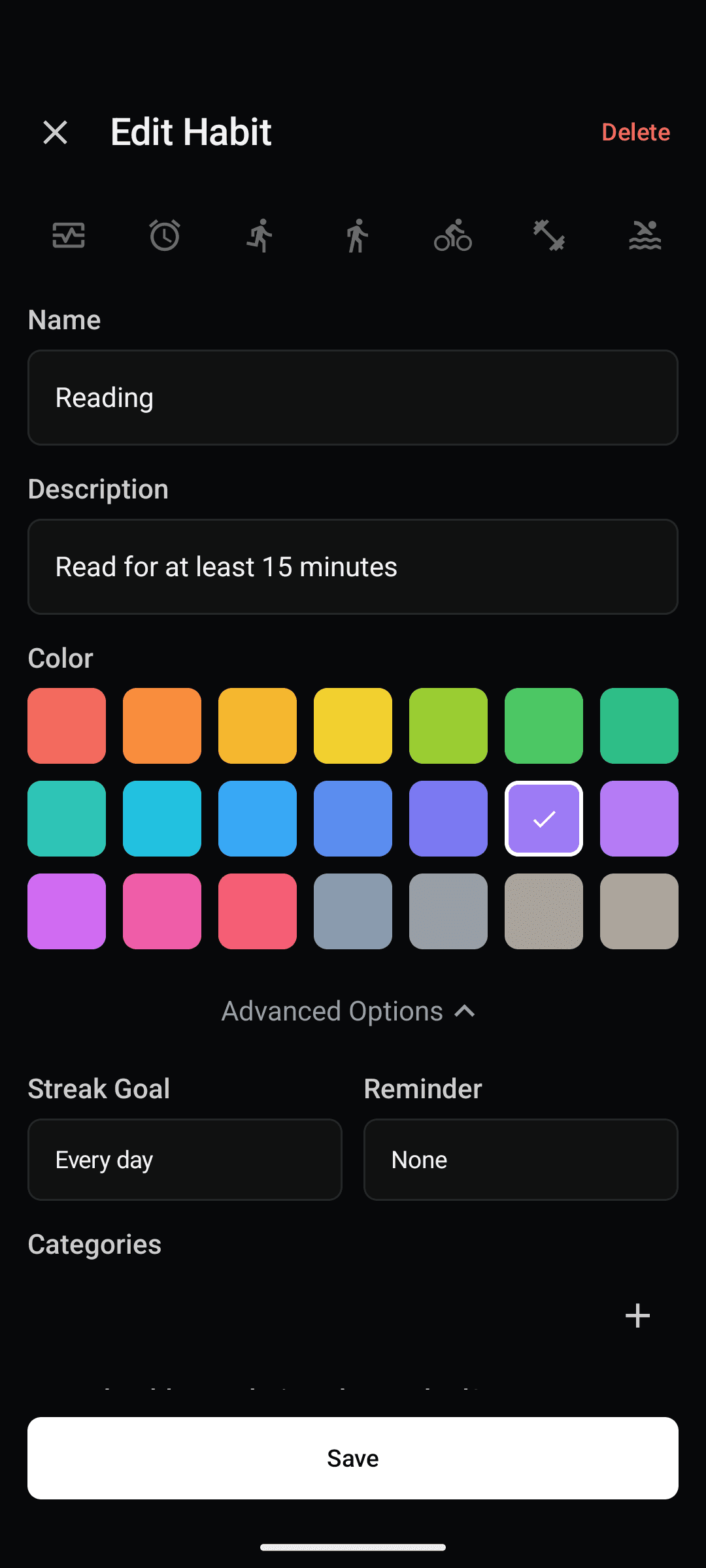 47 icons and 21 colors to choose