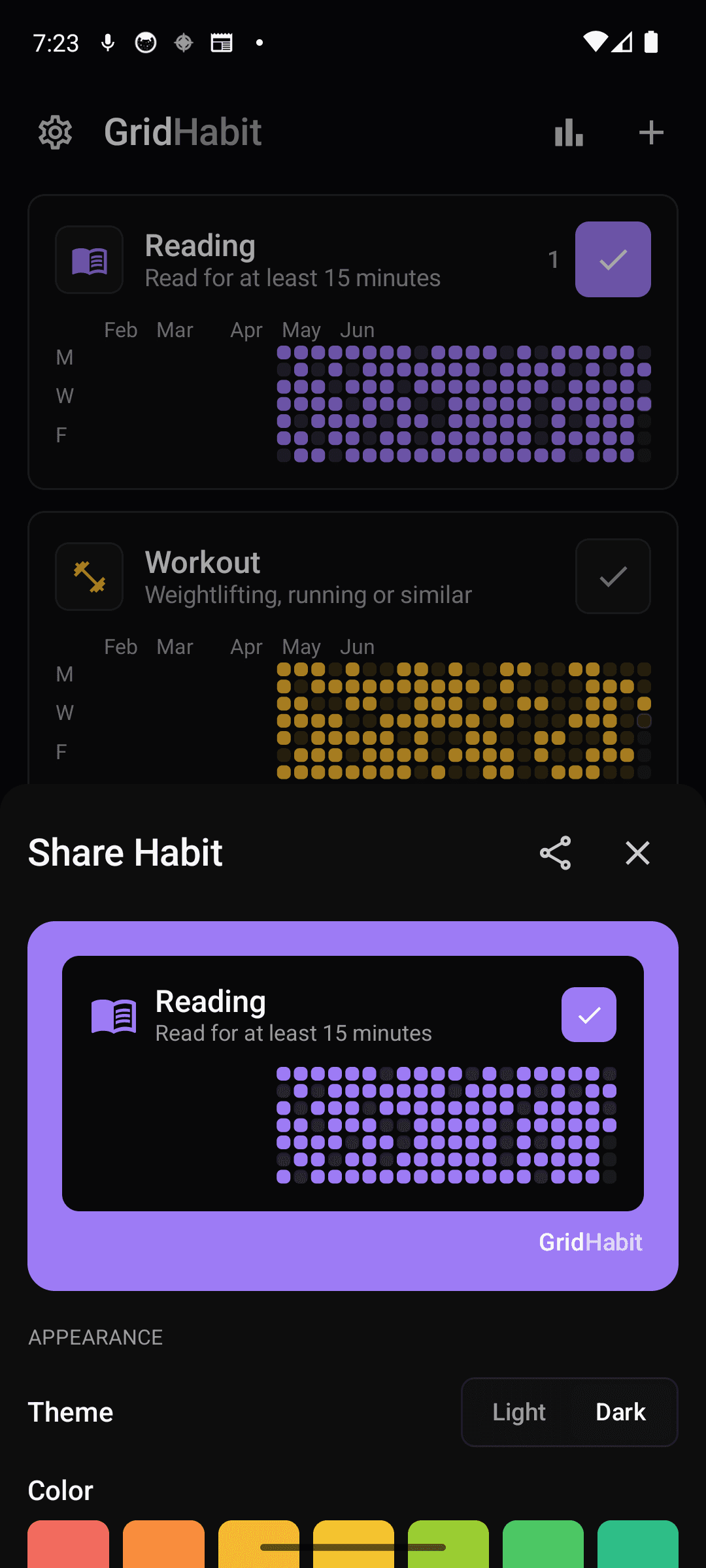 Share your progress as a card