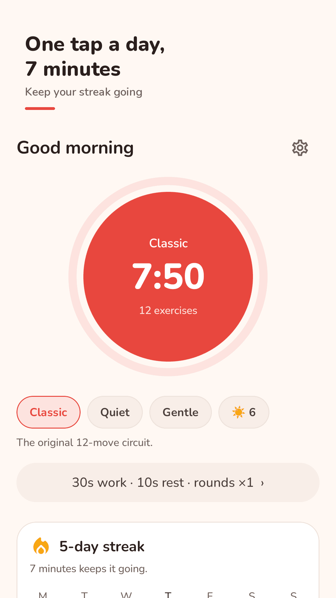 One tap a day, 7 minutes