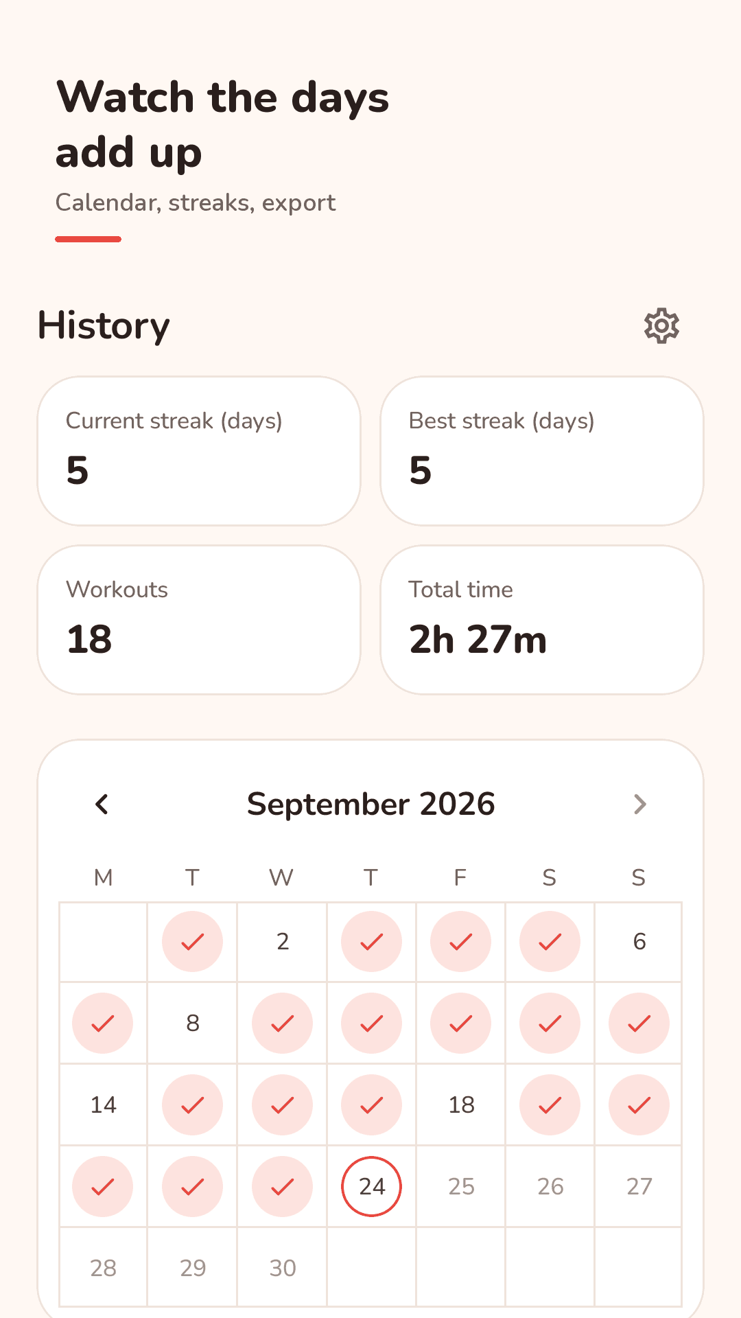 Watch the days add up
