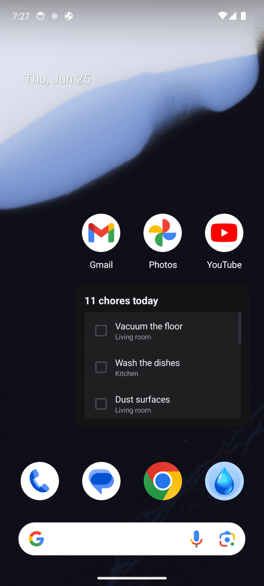 Today's tasks on a home-screen widget