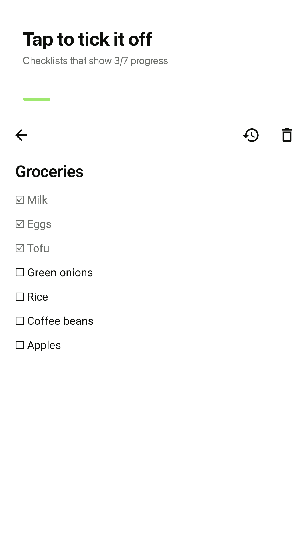 Tap to tick it off