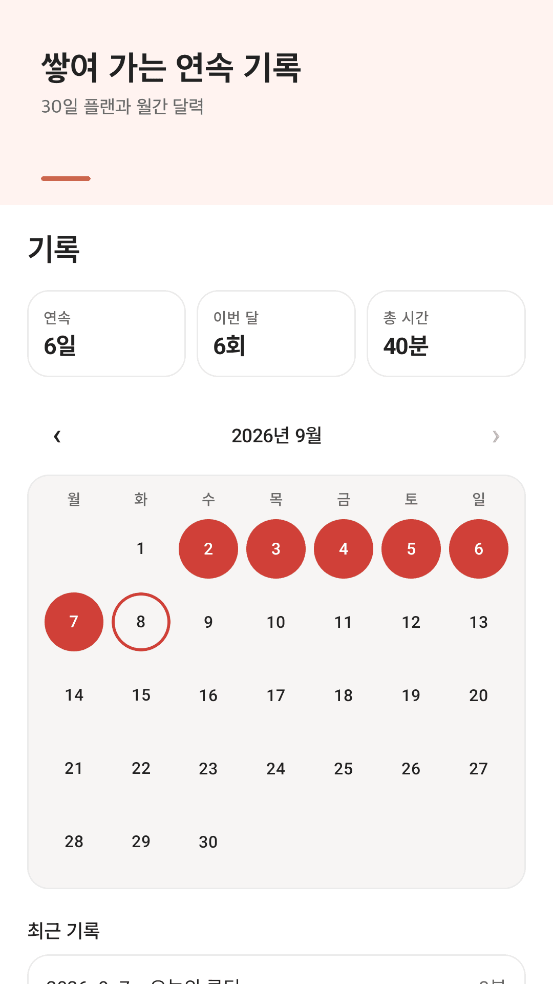 월별 기록 캘린더