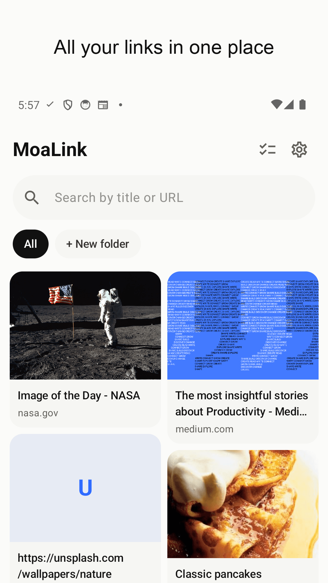 Scattered links, one place - a thumbnail card grid