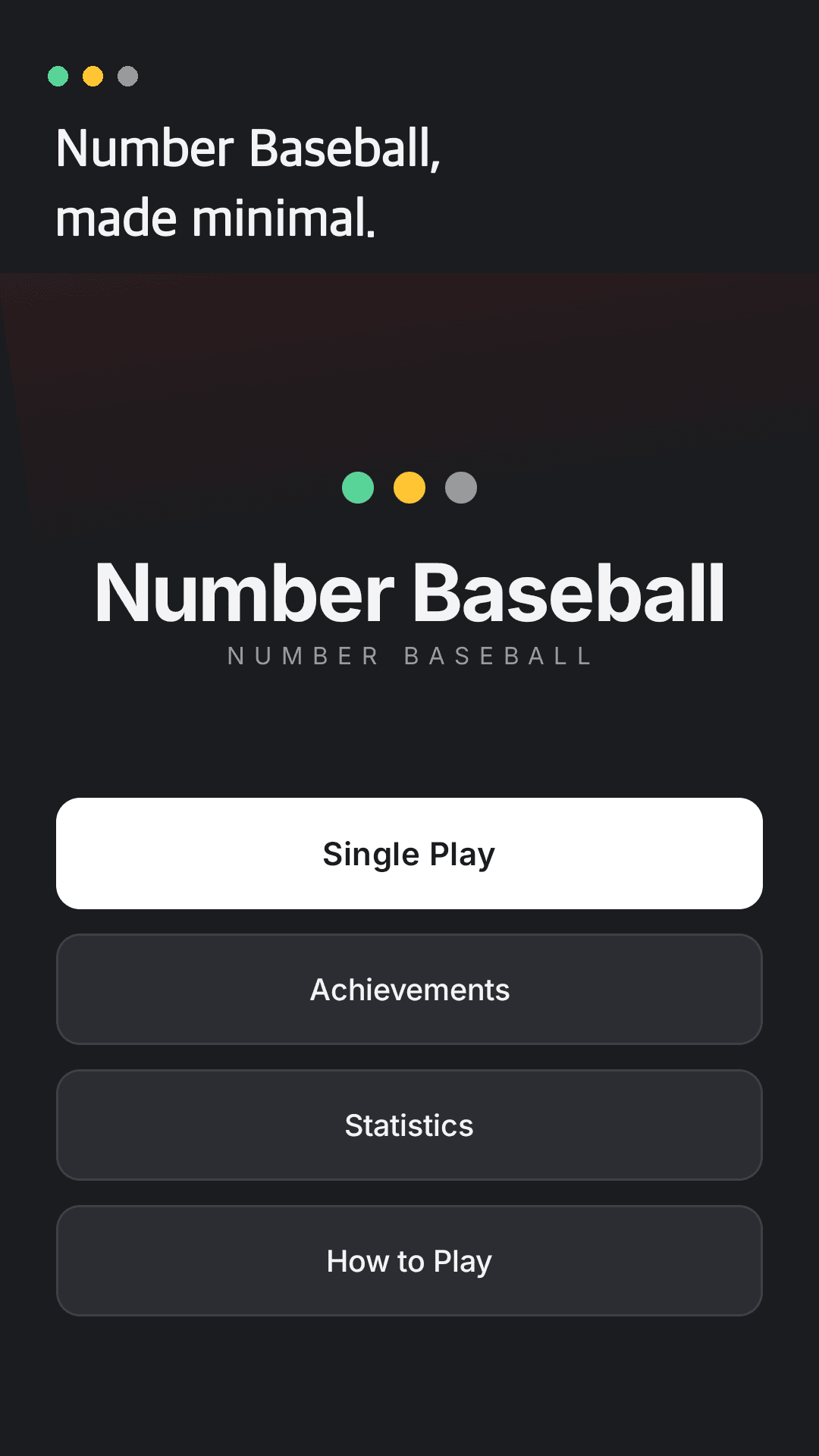 Number Baseball home screen