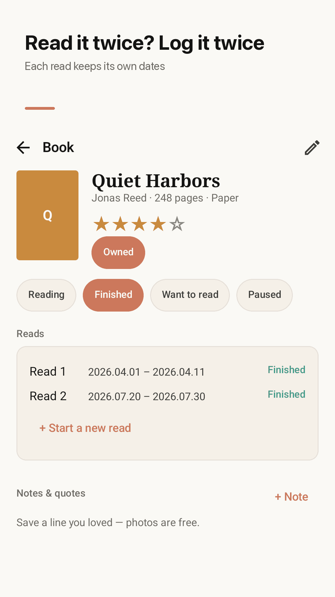 Every re-read on its own