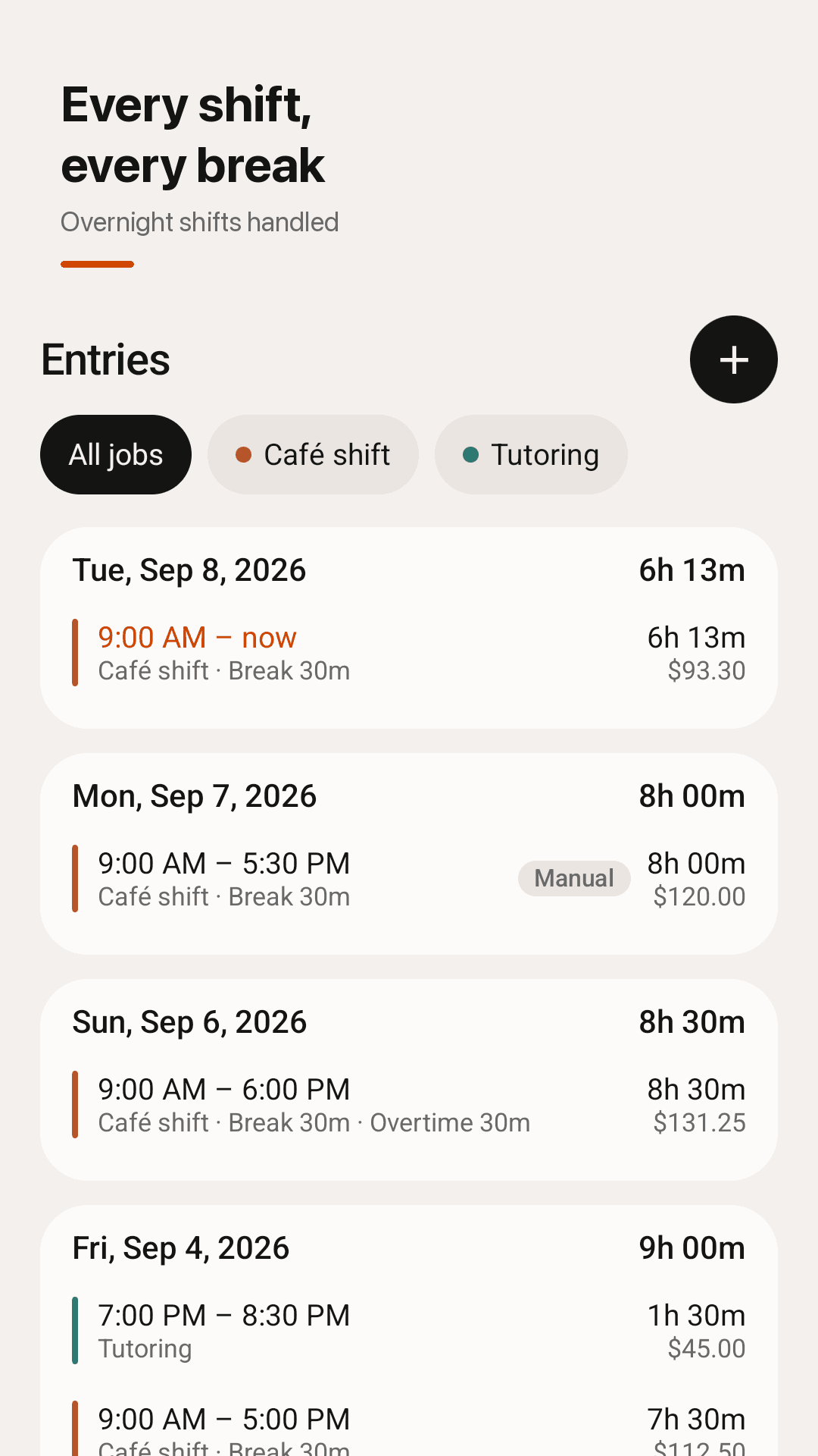 Every shift, every break, overnight shifts handled