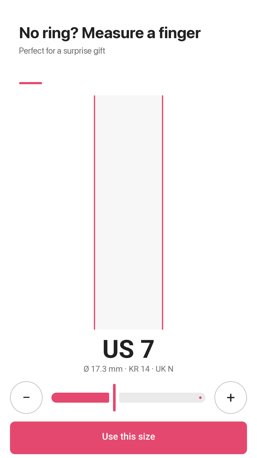 Measure your finger without a ring