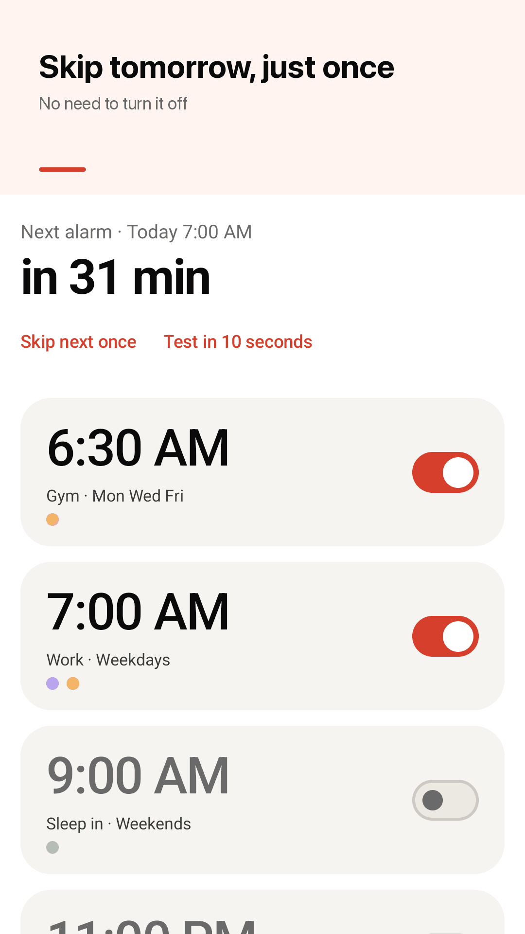 Your alarms and the next one up
