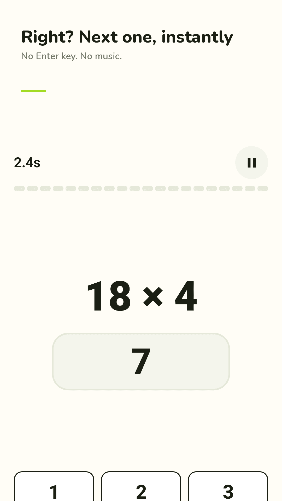 Sumbolt problem screen: a big math problem and a hardware-style number keypad