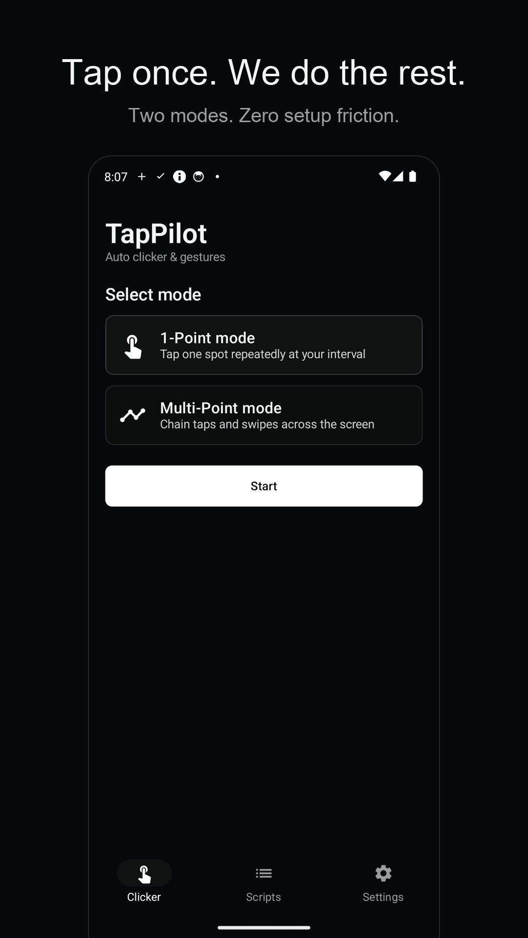 TapPilot ホーム画面 — 1ポイント・マルチポイントモード