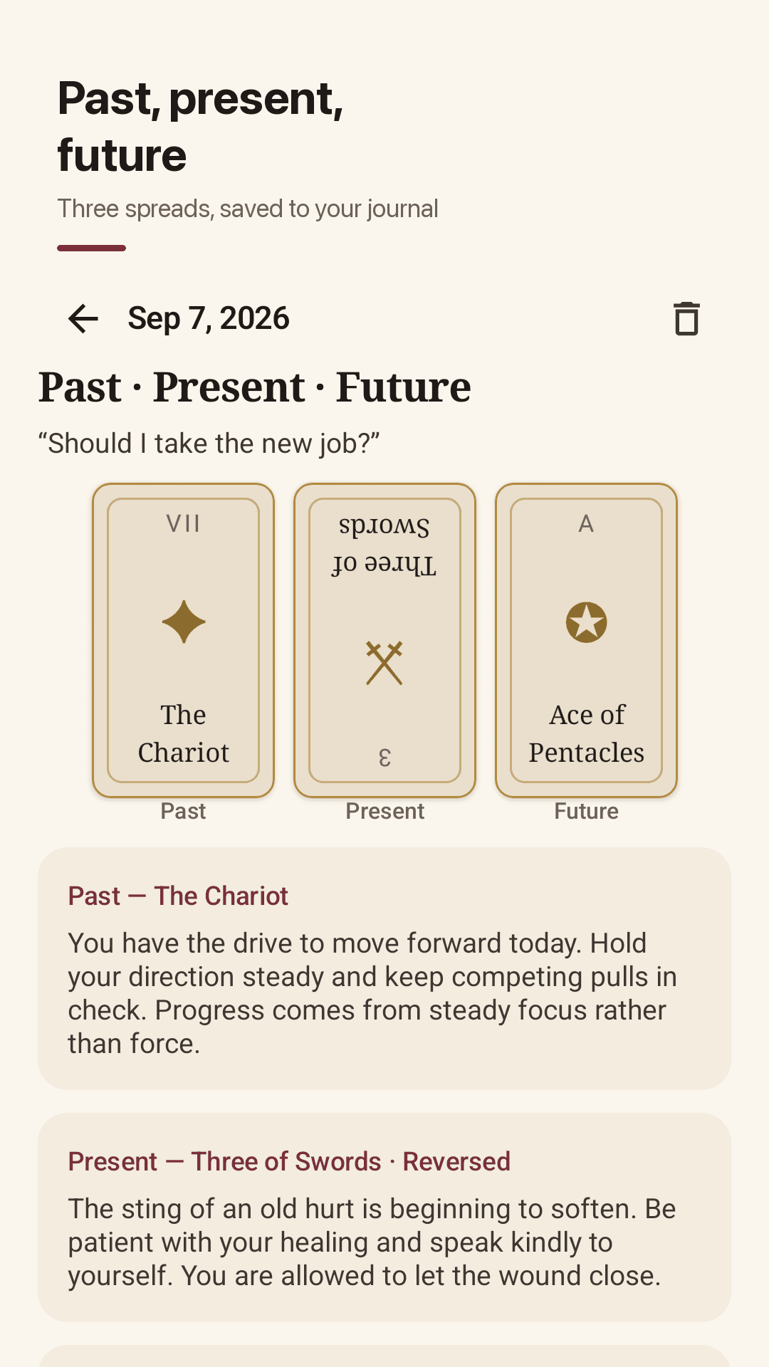 Past ยท present ยท future spread